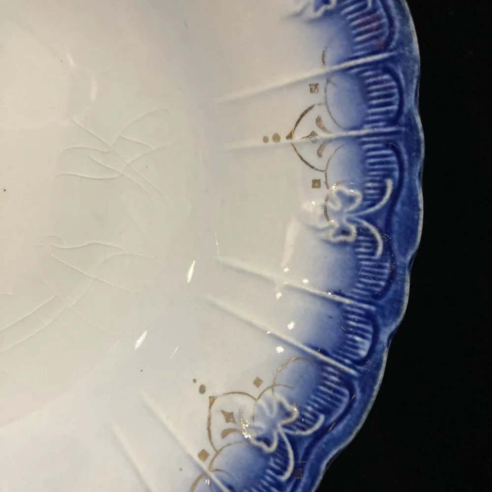 Vintage Blue Imperial Limoges China Soup/Cereal Bowl With Gold Accent Decoration